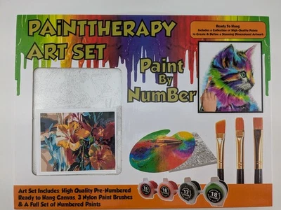 Paint By Numbers Framed Canvas Art Set Pack 30 x 40cm Flowers NEW - image 1 of 3