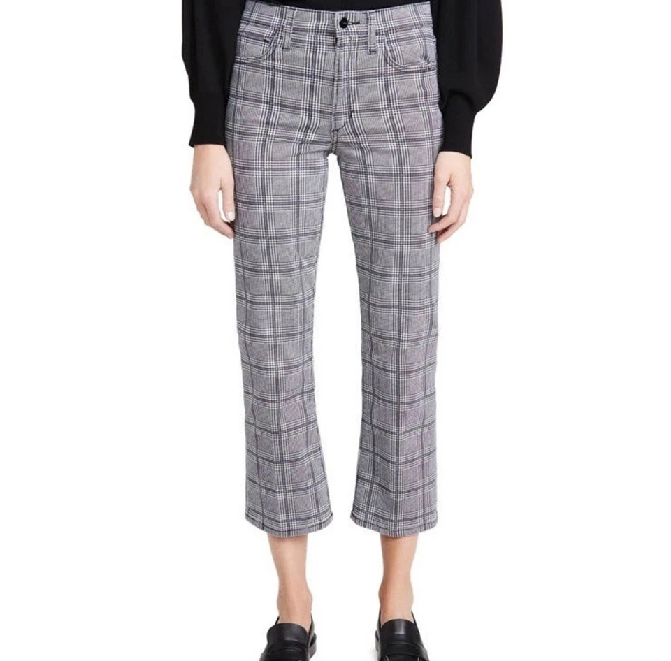 Joe’s The Callie Grey Purple Houndstooth Plaid High Rise Crop Boot Size 29 $198 - Image 1 of 4