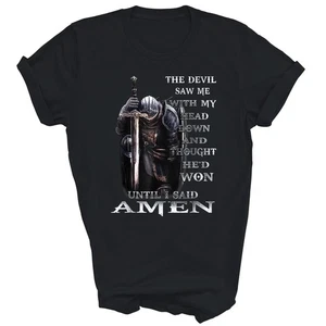 Knight Devil Saw Me With My Head Down Christian Unisex Shirt Gift - Picture 1 of 5