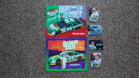 Lot of 6 diff - Steve Kinser & Brett Bodine #26 " QUAKER STATE " NASCAR POSTCARD Cover