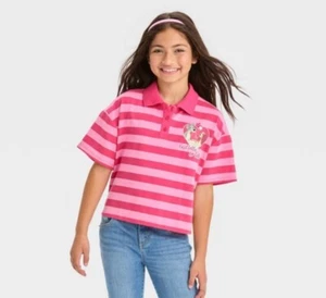 Girls Disney Lady & The Tramp Cropped Polo Graphic T-shirt Dark Pink Small - Picture 1 of 4