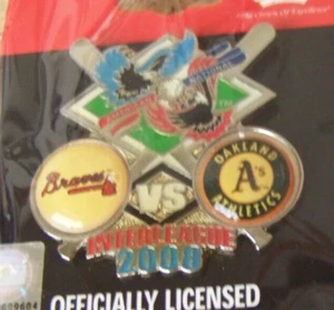 2008 Atlanta Braves vs Oakland A's Interleague pin Athletics MLB - Picture 1 of 6
