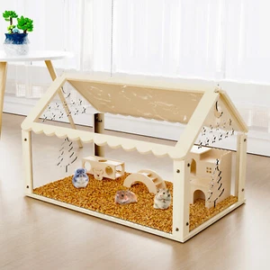Hamsterkäfig aus Holz,transparent, Hamsterkäfig für Zwerghamster und Goldhamster - Bild 1 von 6