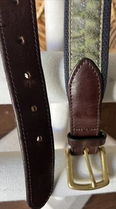 Vineyard Vines Green Ribbon Style Beach Scene Belt Size 34 Palm Trees - Picture 1 of 5