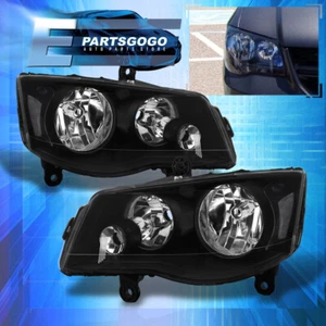 For 11-19 Grand Caravan / 08-16 Town&Country Black Replacement Headlights Lamps - Picture 1 of 4