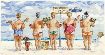 Kit de punto de cruz diseño funciona ~ sin alcohol escena de playa vintage para mujer #DW3435 Foto 1 de 4