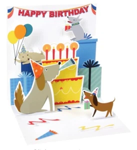 Up With Paper Everyday Pop-Up Greeting Card With Envelope DOGS AND GIFTS 4.5” - Picture 1 of 2