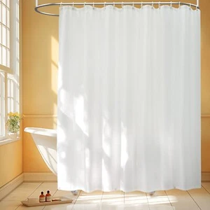 Extra Wide Fabric Shower Liner 180x72" Waterproof 6 Magnets Clawfoot Tub 360 - Picture 1 of 7