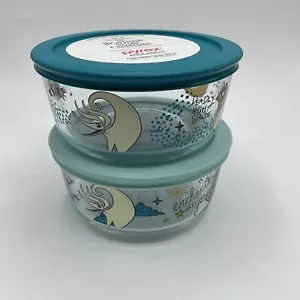 2X Disney The Nightmare Before Christmas Food Storage Glass Container Bowls Lids - Picture 1 of 6