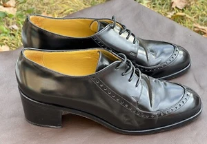 Joan & David Classic Oxford Lace Up Leather Black Women Shoe Made in Italy Sz 7 - Picture 1 of 6