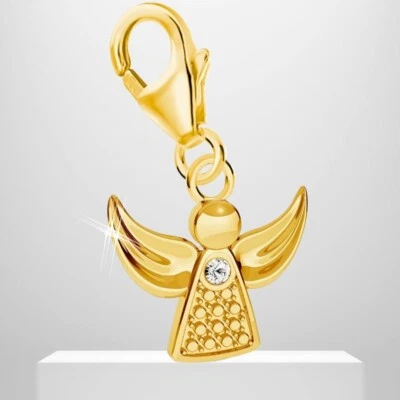 Engel Charm 925 Sterling-Silber Gold vergoldet Schutzengel Anhänger für Armband - Bild 1 von 4