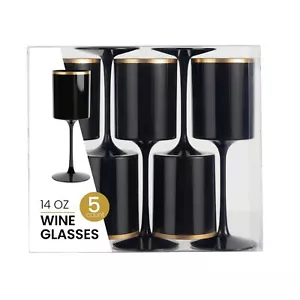 PLASTICPRO 10 Pack Plastic Wine Goblets 14 oz Disposable Wine Glasses with St... - Picture 1 of 4