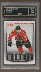 GMA 10 GEM Mint PATRICK KANE 2007/08 UD Upper Deck VICTORY ROOKIE BLACKHAWKS!