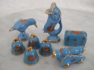Limoges miniatures lot 8 pieces SKY BLUE gilt (C) - Bild 1 von 7