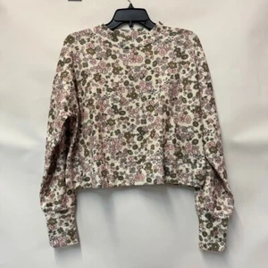 Cotton On Body Women XL Floral Long Sleeve Cropped Sweatshirt Top NWT CZ40 - Picture 1 of 2