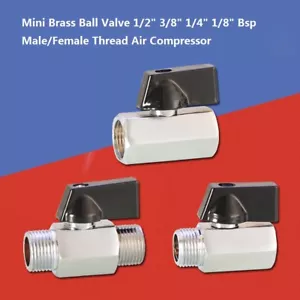 Mini Brass Ball Valve 1/8" 1/4" 3/8" 1/2" Bsp Male/Female Thread Air Compressor - Picture 1 of 17
