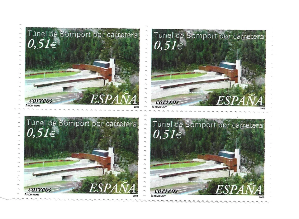 ESPAÑA. Año: 2003. TÚNEL DE SOMPORT. BLOQUE DE 4. NUEVO ( MNH ). BORDE DE HOJA  - Imagen 1 de 1