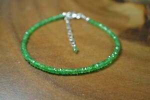 Pulsera de 7 "de perlas de granate tsavorita verde natural con cierre de...