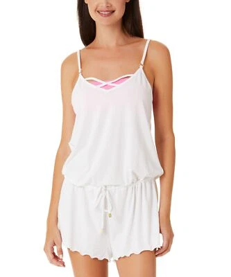 Salt + Cove 299899 Women Juniors' Tie-Waist Swim Cover-Up Romper White Size S - Image 1 of 2