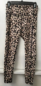 Victoria's Secret Womens Cheetah Tan Black Animal Print Leggings Pockets Size 6 - Picture 1 of 3