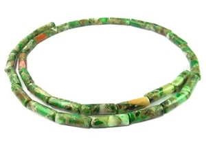 😏 Impressionen Jaspis grüne Röhrchen ca. 13x4 mm Perlen Strang für Kette + 😉 - Picture 1 of 1