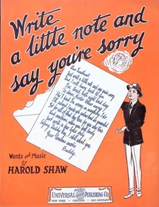 Write A Little Note And Say You're Sorry Noten Harold Shaw Großformat - Bild 1 von 3
