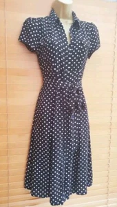 Vintage 1940s 50s style Black White Polka-dot party shirt tea dress 10/12 VJ Day - Picture 1 of 8