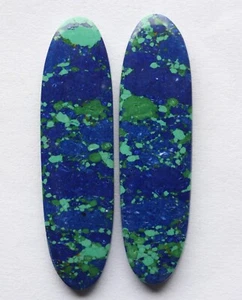 42.00 Ct Azurite (49mm X 13.3mm each) Cabochon Loose Match Pair - Picture 1 of 3