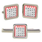 Ensemble boutons de manchette carrés et clips de cravate cartes de bingo