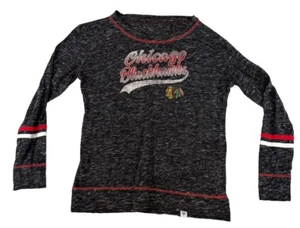 Chicago Blackhawks Women’s Dark Gray Medium Long Sleeve Cotton Blend T Shirt - Picture 1 of 14