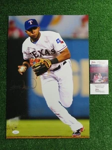 ELVIS ANDRUS TEXAS RANGERS SIGNED 12x18 PHOTO "FIelding" JSA COA - Picture 1 of 4