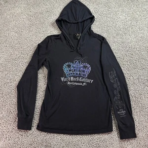 Hard Rock Couture Girls Extra Large Black Blue Hooded Rhinestones Long Sleeve - Picture 1 of 10