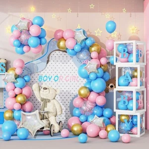 136 Piece Gender Reveal Baby Shower Decorations with Baby Boxes - Picture 1 of 8