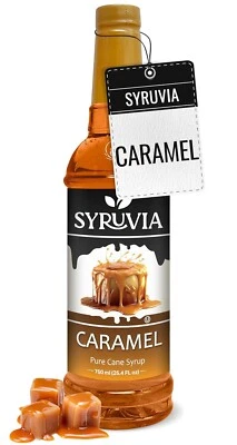 Jarabe de caramelo Syruvia 25,4 fl oz, kosher, sin gluten, perfecto para bebidas Foto 1 de 4