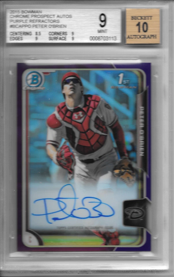2015 Bowman Chrome PETER O'BRIEN PURPLE REFRACTOR AUTO RC #245/250 BGS 9.0 MINT! - Image 1 of 1