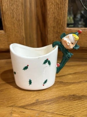 Taza de cerámica retro vintage Holt Howard Navidad Pixie Elf 1959 mediados de siglo Foto 1 de 4