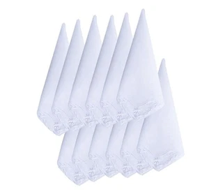 Ladies Embroidery Cotton White Handkerchiefs Lace Wedding Hankies - Picture 1 of 5