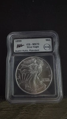 1999 American Silver Eagle ICG MS70 Perfect Grade Ultra Gem Uncirculated - Image 1 of 2