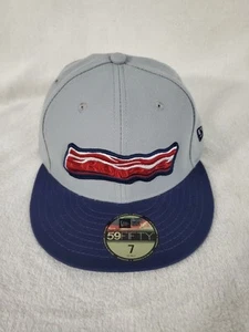 LEHIGH VALLEY IRONPIGS NEW ERA 59 FIFTY MILB GREY BLUE FITTED MENS HAT SZ 7 NEW - Picture 1 of 8
