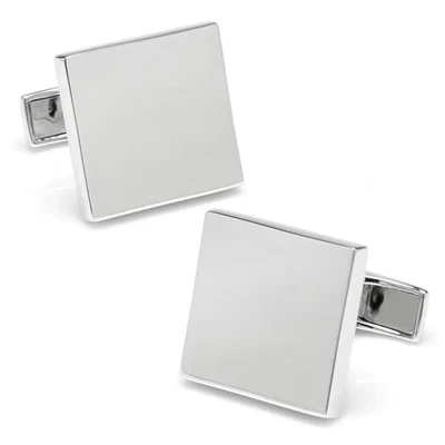 Sterling Silver Infinity Edge Square Engravable Cufflinks - Image 1 of 4