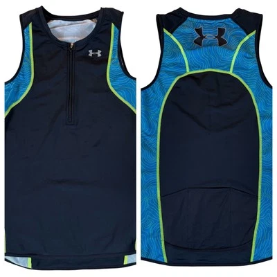 Camiseta deportiva de ciclismo Under Armour grande con cremallera de cuarto maratón triatlón bolsillos traseros Foto 1 de 4