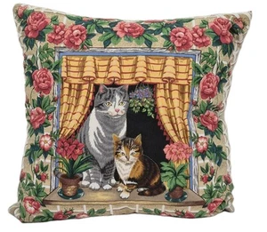 Cuscino floreale gatto gattino trapuntato fatto a mano vintage nucleo casetta 15x13 ottime condizioni - Foto 1 di 8