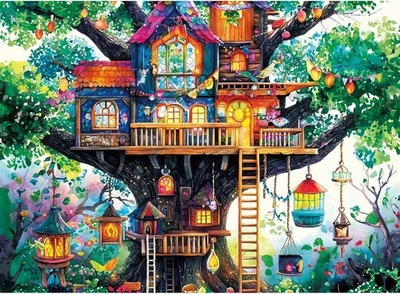 Rompecabezas de 500 piezas para adultos, rompecabezas mágico de la casa del árbol niños adolescentes...  Foto 1 de 4