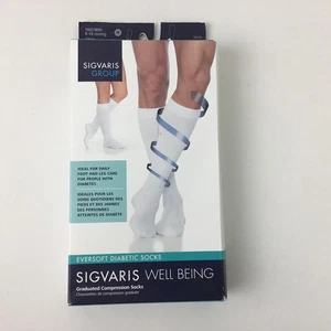 SIGVARIS Eversoft Diabetic Sock White Knee-high Compression Socks 8-15mmHg Sz M - Picture 1 of 9