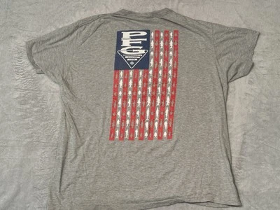 Camiseta masculina Columbia PFG manga curta XXL bandeira de peixe pesca caminhadas ao ar livre cinza - Imagem 1 de 4