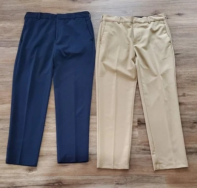 Pantalones de vestir Van Heusen Flex rectos 32X30 - Lote de 2 azul marino y caqui usados en excelente estado Foto 1 de 4