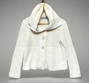 Cárdigan Grueso Suéter Liz Claiborne Botón Grande Peplum Marfil Para Mujer Talla M Acogedor - Imagen 1 de 9