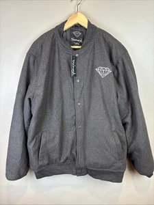 Diamond Supply Co Bomber Jacket Felt Embroidered Gray Mens Size XL - Picture 1 of 11
