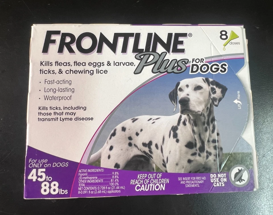 FRONTLINE Plus Flea and Tick Protection for 45-88lb Dogs (8 Doses)
