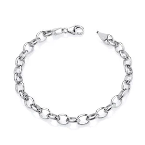 Bracciale donna tradizionale Belcher semplice ovale massiccio argento sterling 925 - Foto 1 di 3